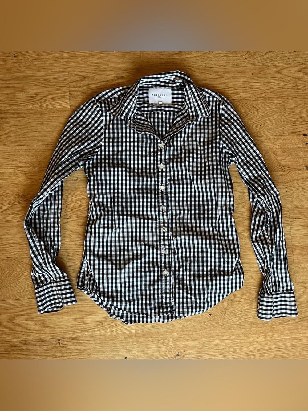 The Shirt by Rochelle Behrens Button Down Shirt Women Size XS BlackWhite Gingham